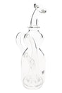 Clear MJ Arsenal Lasso glass top with angled mouthpiece and side handle, showing internal looping pathway compatible with Puffco Peak.