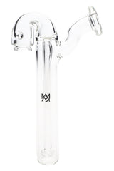 Clear MJ Arsenal Sidecar Pivot glass top with elongated condenser tube and angled side mouthpiece, compatible with Pivot dab pen, on white background.