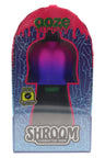 Ooze Shroom character vape boxed, purple-pink cap silhouette on window packaging, 510 battery with digital screen indicators shown.