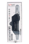 Lookah Seahorse Pro Plus electric dab pen in black, boxed with icons for preheat, 650mAh battery, and variable voltage.