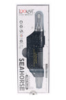 Black and silver Splatter Seahorse Pro Plus wax dab pen in retail box, see-through quartz tip and 650mAh icon visible.