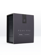 Puffco Peak Pro 3DXL Chamber retail box standing upright with minimalist logo and text on matte black packaging