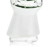 Close-up of colored inner chamber and base area on That 70’s Puffco Peak top, retro glass detail for device upgrade