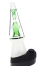 Hemper Peak attachment with clear cone chamber, lime-green internal figure perc, and matte white base
