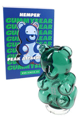 Hemper Gummy Bear Puffco Peak glass top with retail box, candy-bear design in borosilicate glass accessory form
