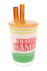 Front view of ramen Peak glass top showing bowl-themed base and tall mouthpiece, borosilicate Puffco Peak attachment