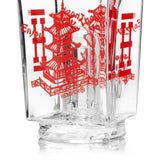 Close-up of takeout-box glass detailing and base area on Hemper Peak top, smooth-fit borosilicate construction