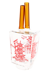 Front view of Chinese takeout Peak glass top showing takeout-box base and tall mouthpiece, borosilicate attachment