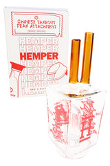 Hemper Chinese Takeout Puffco Peak glass top with retail box, noodle-box theme and chopstick-style mouthpiece