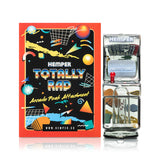 Hemper arcade Peak top and retail box on white background, collectible Puffco Peak glass top accessory view