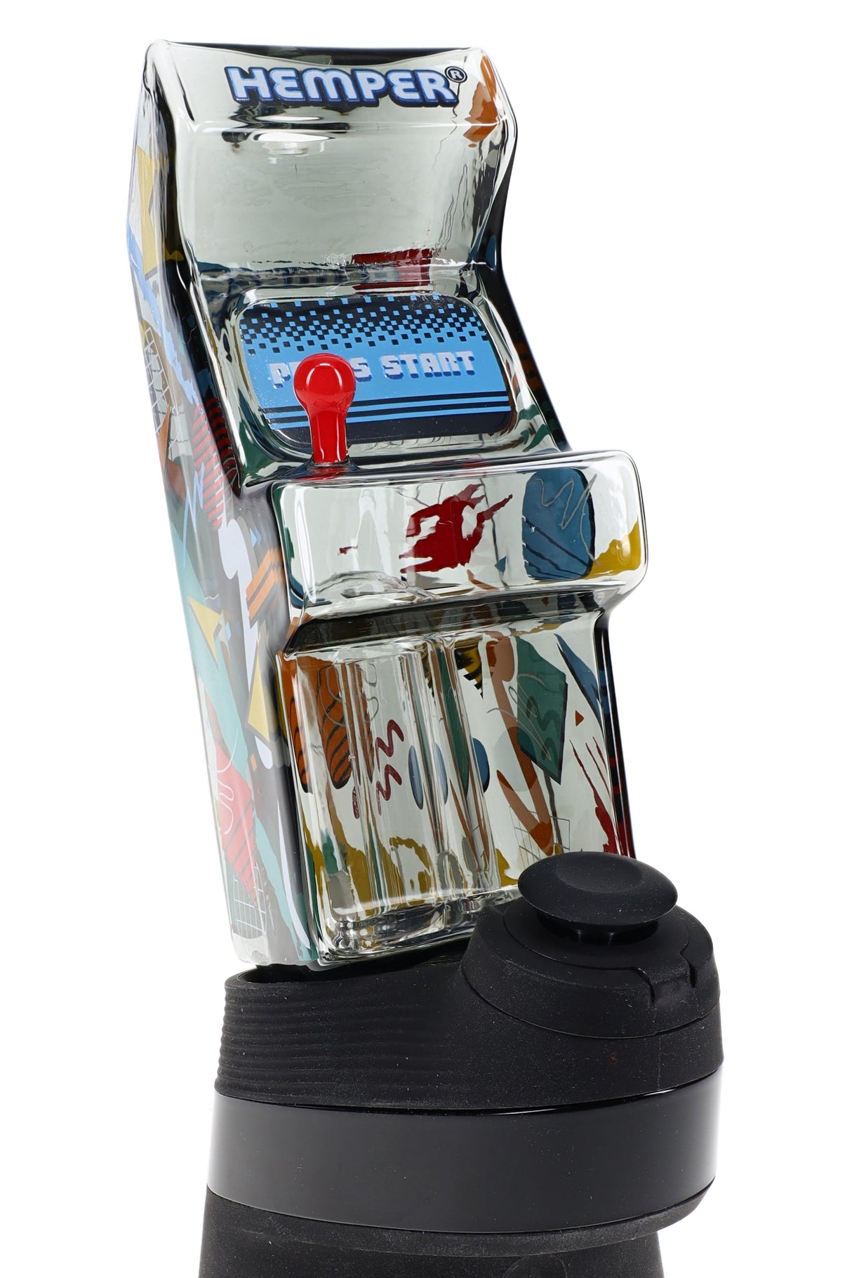 Hemper Peak attachment shaped like a glass arcade cabinet with “Press Start” screen and red joystick detail