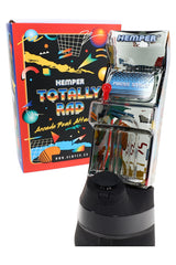 Hemper “Totally Rad” arcade Peak attachment with joystick front, “Press Start” screen, shown with box art