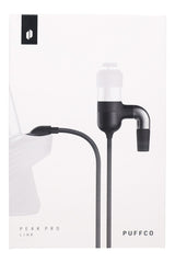 Puffco Peak Pro Link retail packaging close-up, front panel branding for concentrate accessory display