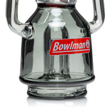 Close-up of smoke glass base on lantern Peak top showing Bowlman decal and inner dome perc section detail