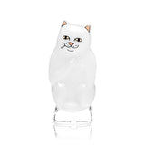Solo product shot of white High Nermal cat Peak top showing character body shape and printed face detail up close