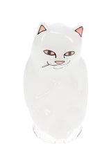 Front view of white High Nermal cat Puffco Peak top with printed eyes and ears, character-style replacement glass