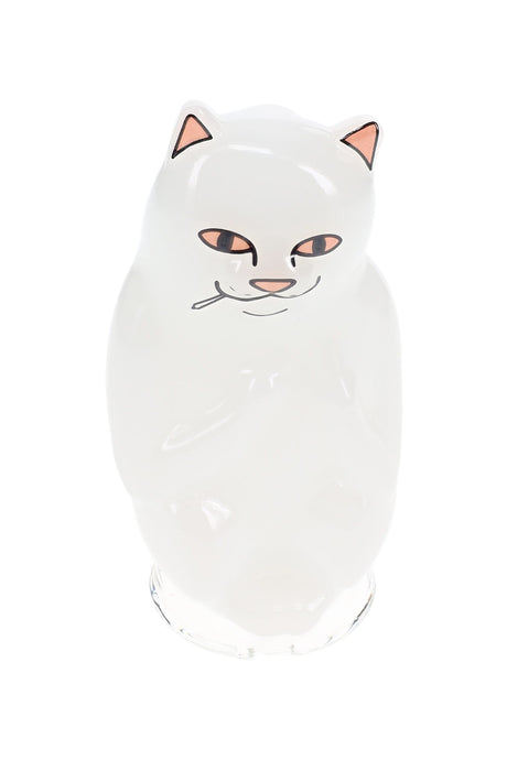 Front view of white High Nermal cat Puffco Peak top with printed eyes and ears, character-style replacement glass