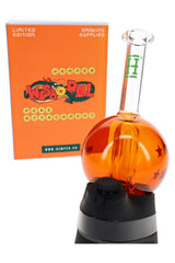 Hemper Wish Ball Puffco Peak top on device with orange box, bright orb chamber with star graphics and clear mouthpiece