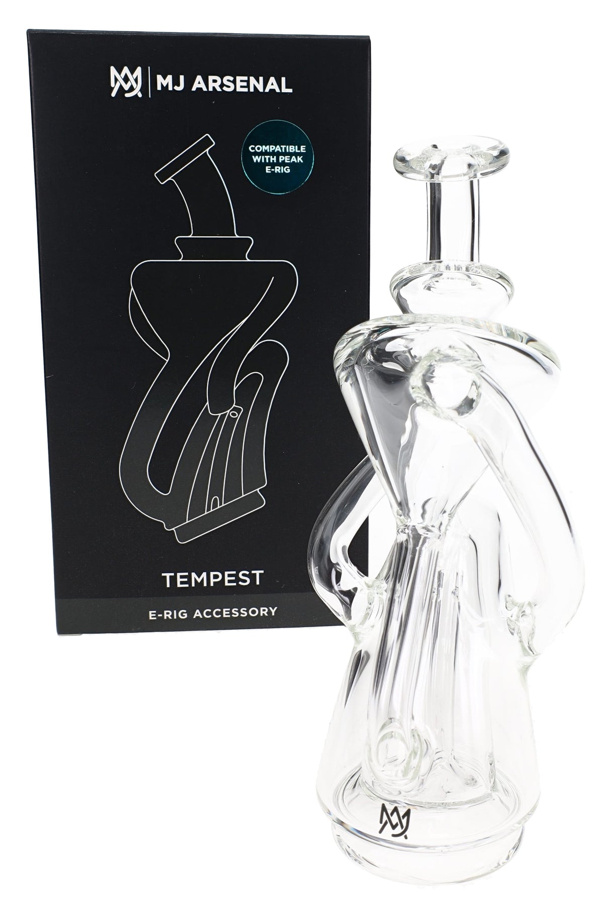 MJ Arsenal Tempest Peak attachment with storm-inspired clear glass design shown in angled product view