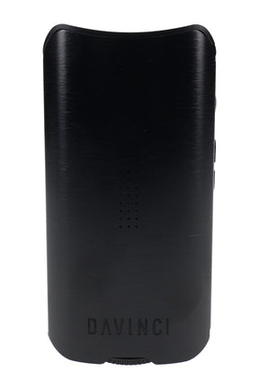 Front-facing DaVinci IQ3 vaporizer in black with LED grid, compact portable vape for dry herb and extracts