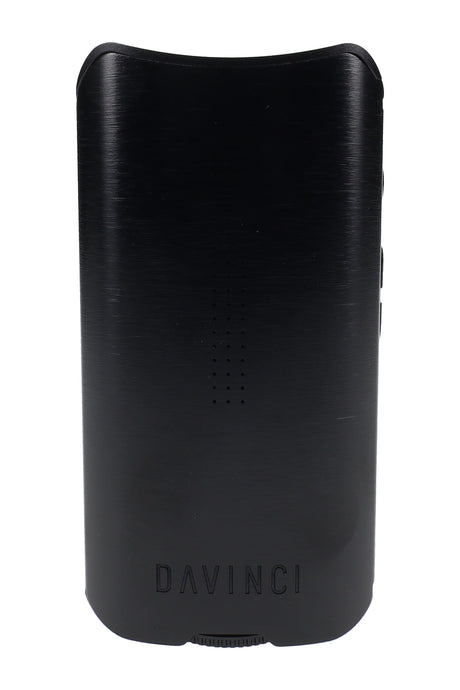 Front-facing DaVinci IQ3 vaporizer in black with LED grid, compact portable vape for dry herb and extracts