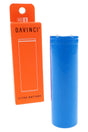 Blue DaVinci IQ3 21700 replacement battery beside orange retail box for portable vaporizer accessory listing