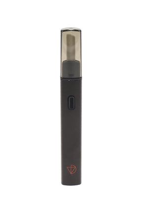 Black DaVinci hot knife electric dab tool with translucent cap, front-facing concentrate accessory view