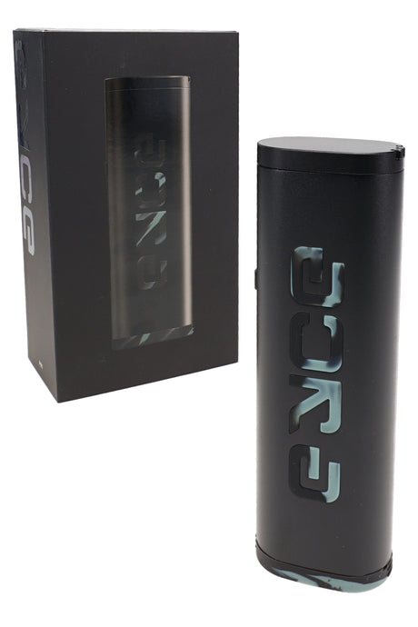 Black Eyce PV1 portable dry herb vaporizer with retail box, angled product shot for compact vape display