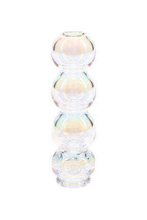 BigFun! bubble Pivot top in iridescent borosilicate glass with stacked round chambers and slim compact profile
