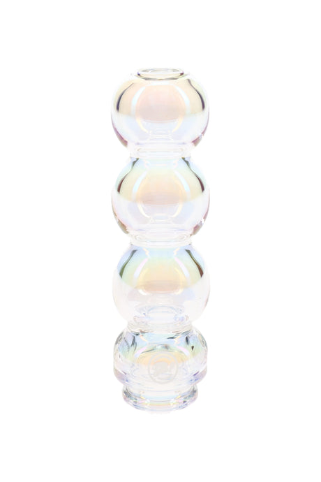 BigFun! bubble Pivot top in iridescent borosilicate glass with stacked round chambers and slim compact profile