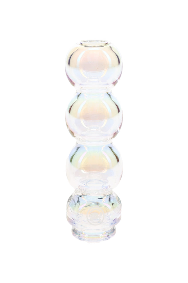 BigFun! bubble Pivot top in iridescent borosilicate glass with stacked round chambers and slim compact profile