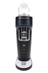 Front view of black Dr. Dabber Switch² concentrate vaporizer with buttons and clear glass chamber