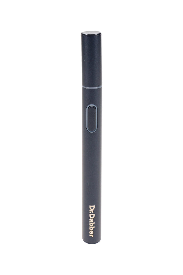 Close-up of black Dr. Dabber Drop dab tool with side button and slim heated concentrate tip
