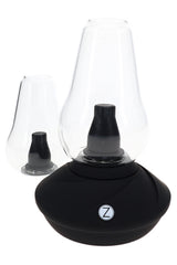 Zenco Duo Onyx desktop vaporizer with black base, two clear glasses, and compact tabletop design
