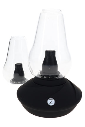 Zenco Duo Onyx desktop vaporizer with black base, two clear glasses, and compact tabletop design