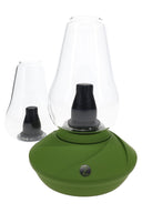 Zenco Duo Leaf desktop vaporizer kit with green base, two glasses, box, and included accessories