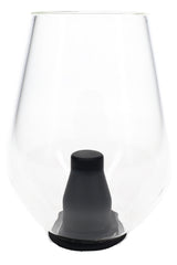 Clear Zenco Sommelier glass with black silicone diffuser and curved cup shape for desktop vaporizer use