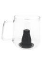 Clear Zenco Cafe glass with side handle and black silicone diffuser for desktop vaporizer sessions