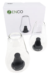 Zenco Duo 2-pack glassware set with white retail box, two clear cups, and black silicone diffusers