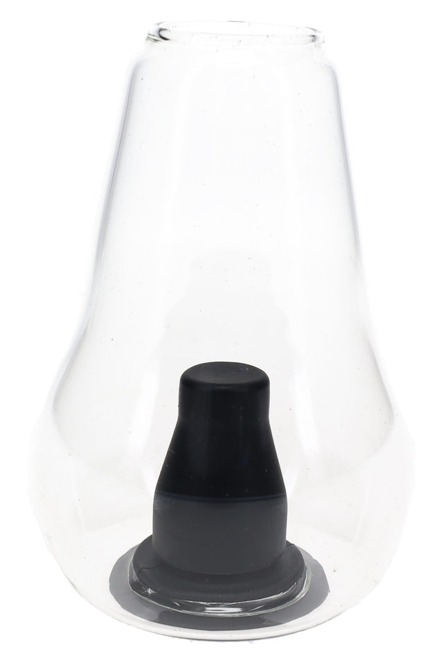 Clear Zenco Duo glass with black silicone diffuser for compatible desktop vaporizer sessions