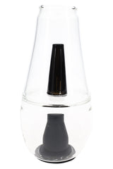 Clear Zenco Flow water glass with black silicone diffuser, carb hole, and rounded vapor cup shape