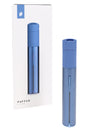 Puffco Pivot Sapphire dab pen front view with blue body, slim button, and green light bar
