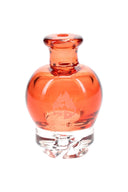 Transparent Red Puffco Pivot glass mouthpiece with clear lower connection and flame logo