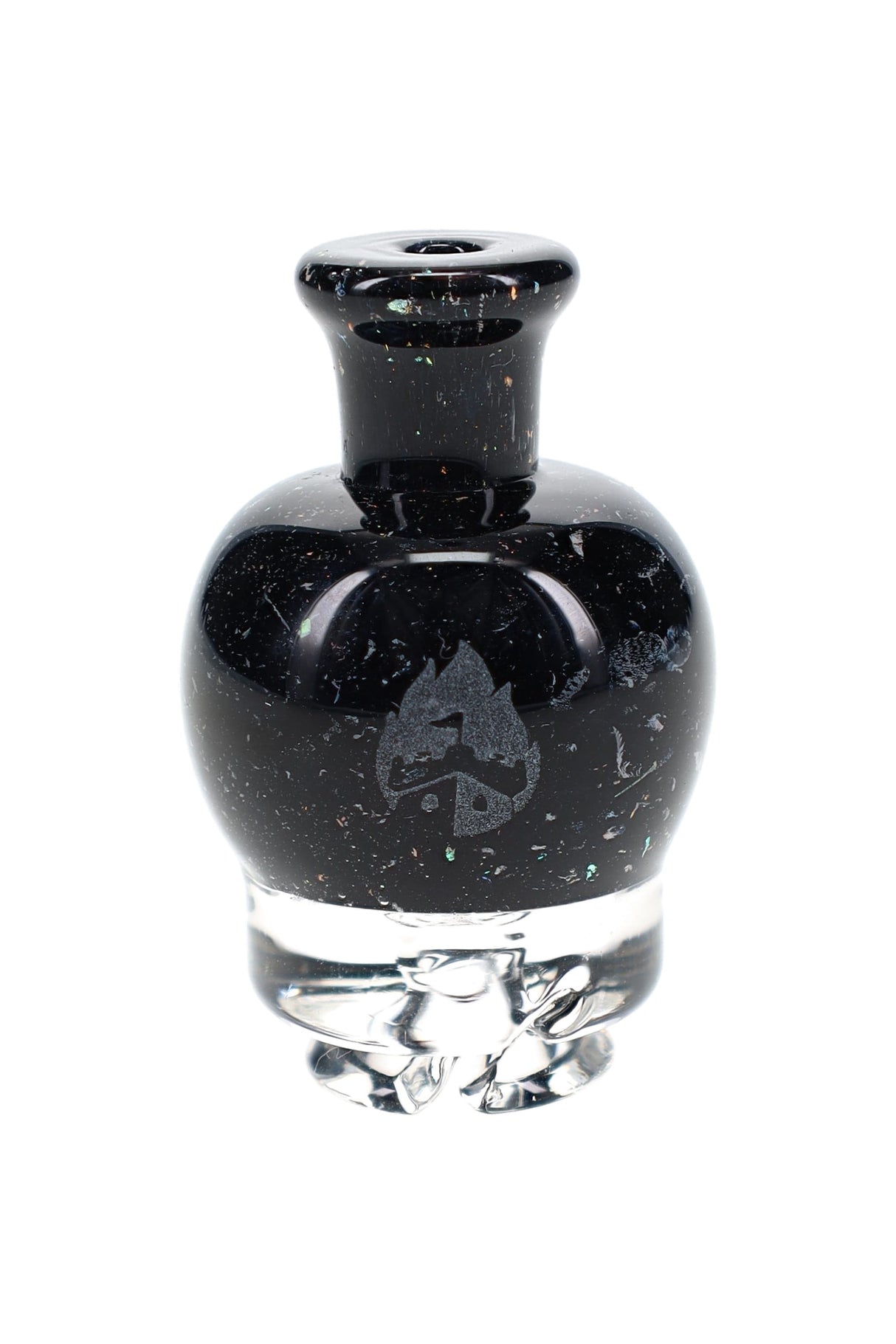 Black Nebula Puffco Pivot glass mouthpiece with dark speckled borosilicate glass finish