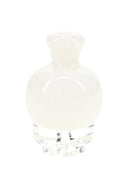 Glow in the Dark Puffco Pivot glass mouthpiece with pale glass body on black background
