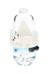 Avenge the Arctic Puffco Pivot glass mouthpiece with icy blue sculpted wildlife detail