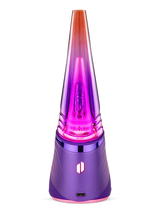 Rear view of the Puffco Peak Pro Plasma with pink lighting, illuminated logo and USB-C port