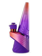 Side view of the Puffco Peak Pro Plasma with sculpted purple base and orange-to-violet glass