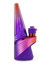 Opposite side of the Puffco Peak Pro Plasma showing its curved metallic band and purple glass top