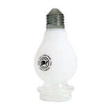 Angled view of the white BigFun! Lightbowlb Peak Top showing its round logo and clear connection base